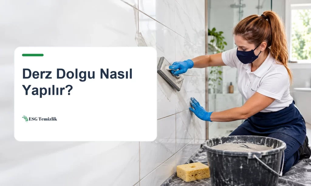 Lastik malayla fayans derzlerine çapraz hareketle derz dolgu uygulanması
