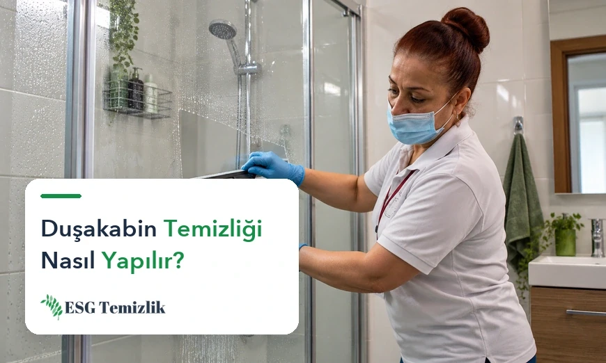 Duşakabin camının çekçekle temizlenmesi