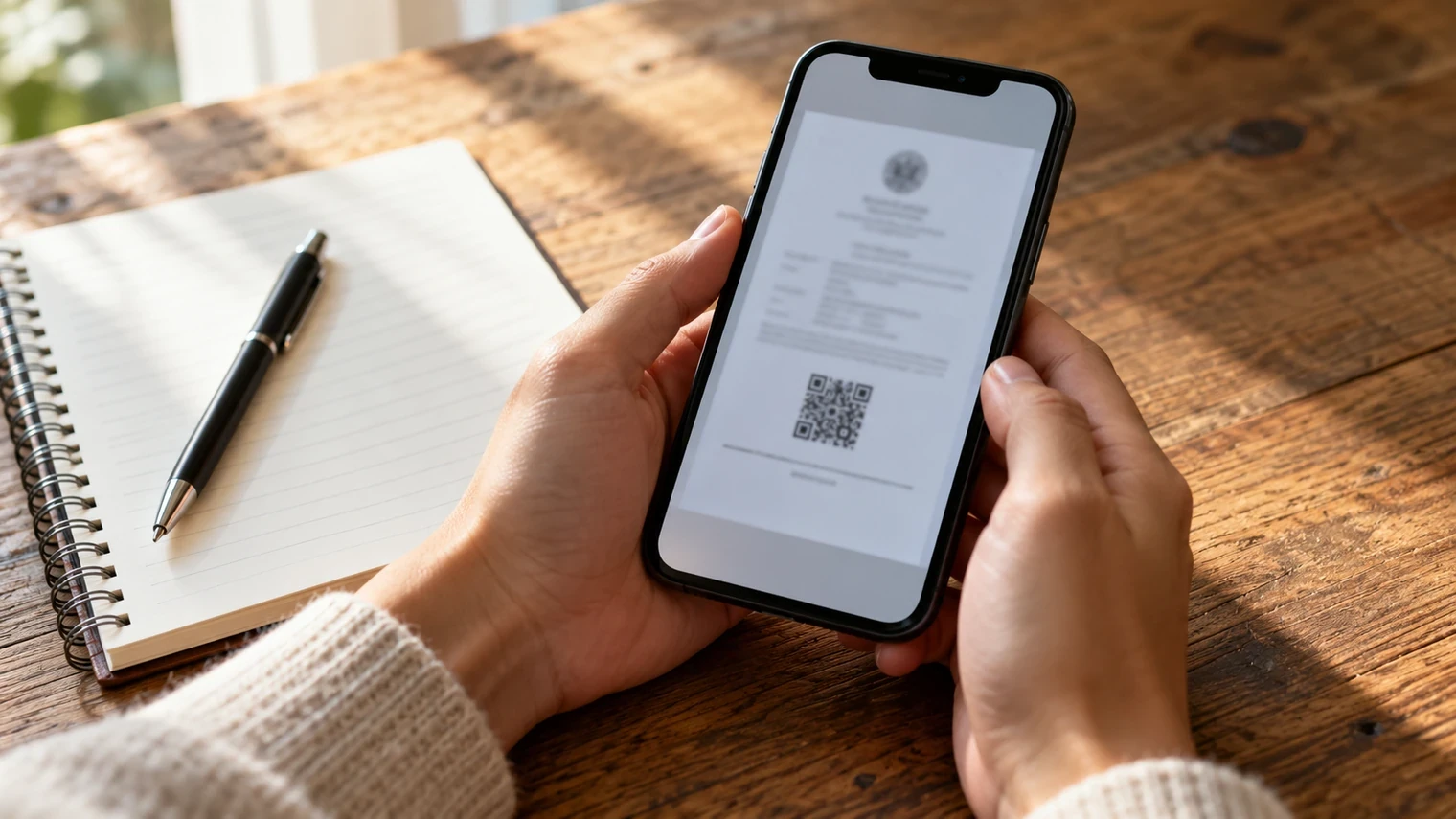 Telefondan e-Devlet üzerinden kare kodlu hijyen eğitimi kurs bitirme belgesine bakan kişi