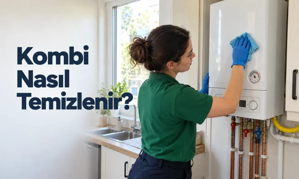 Duvar tipi kombinin dış kasasının nemli bezle silinmesi