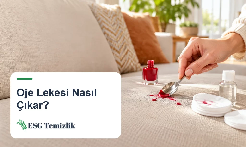 Kumaş koltuğa dökülen ojenin kaşıkla kaldırılması