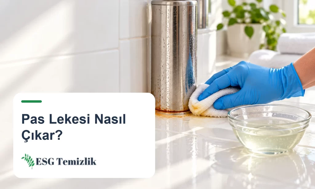 Banyo fayansındaki pas halkasının limon tuzlu suyla temizlenmesi